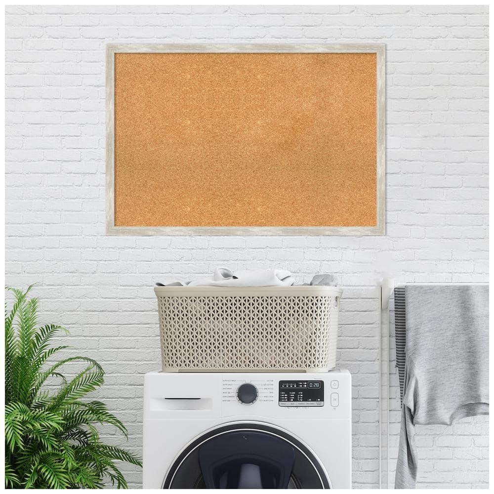 Amanti Art Natural Cork Board Framed Crackled Metallic Narrow Bulletin Board 38 in. x 26 in.