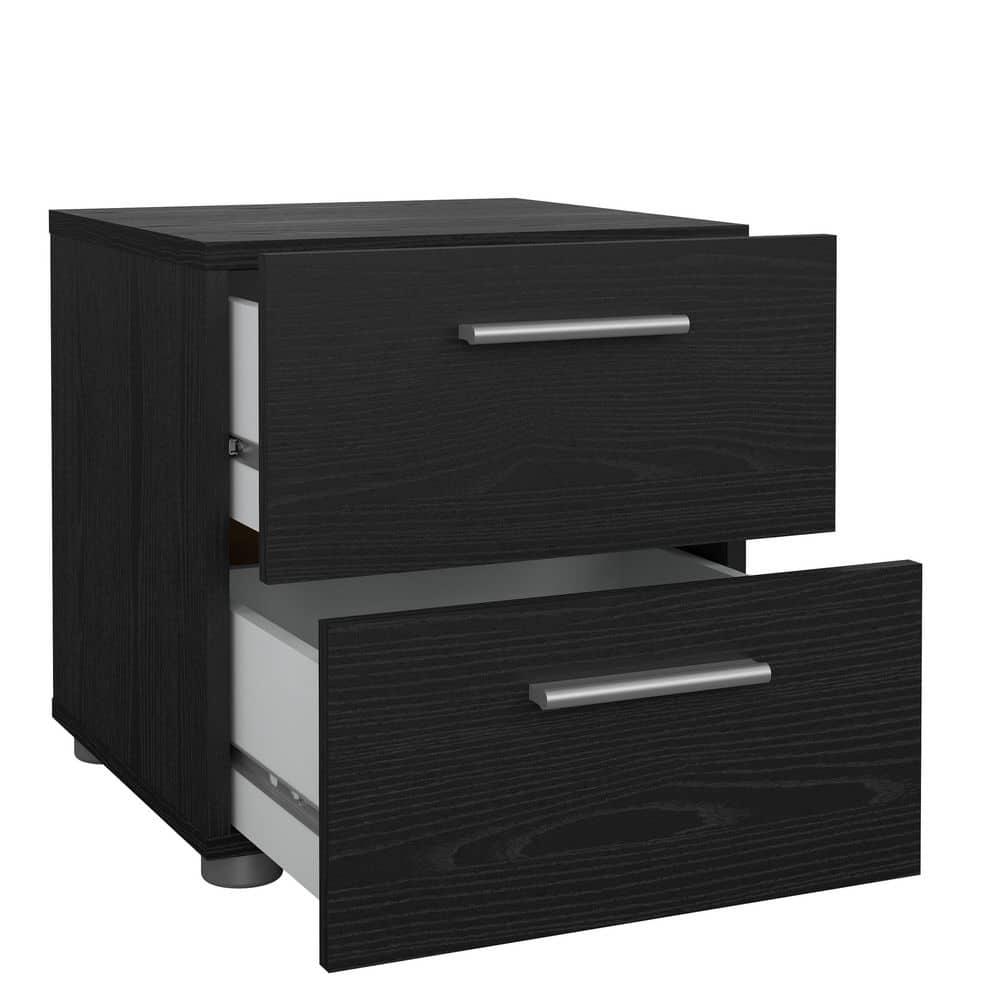 Tvilum, Austin 2 Drawer Nightstand, Black Woodgrain