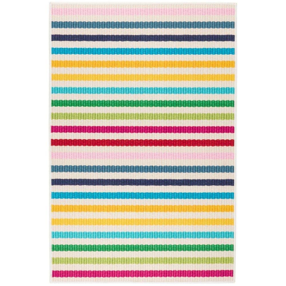 Rainbow Stripe Multi Machine Washable Rug