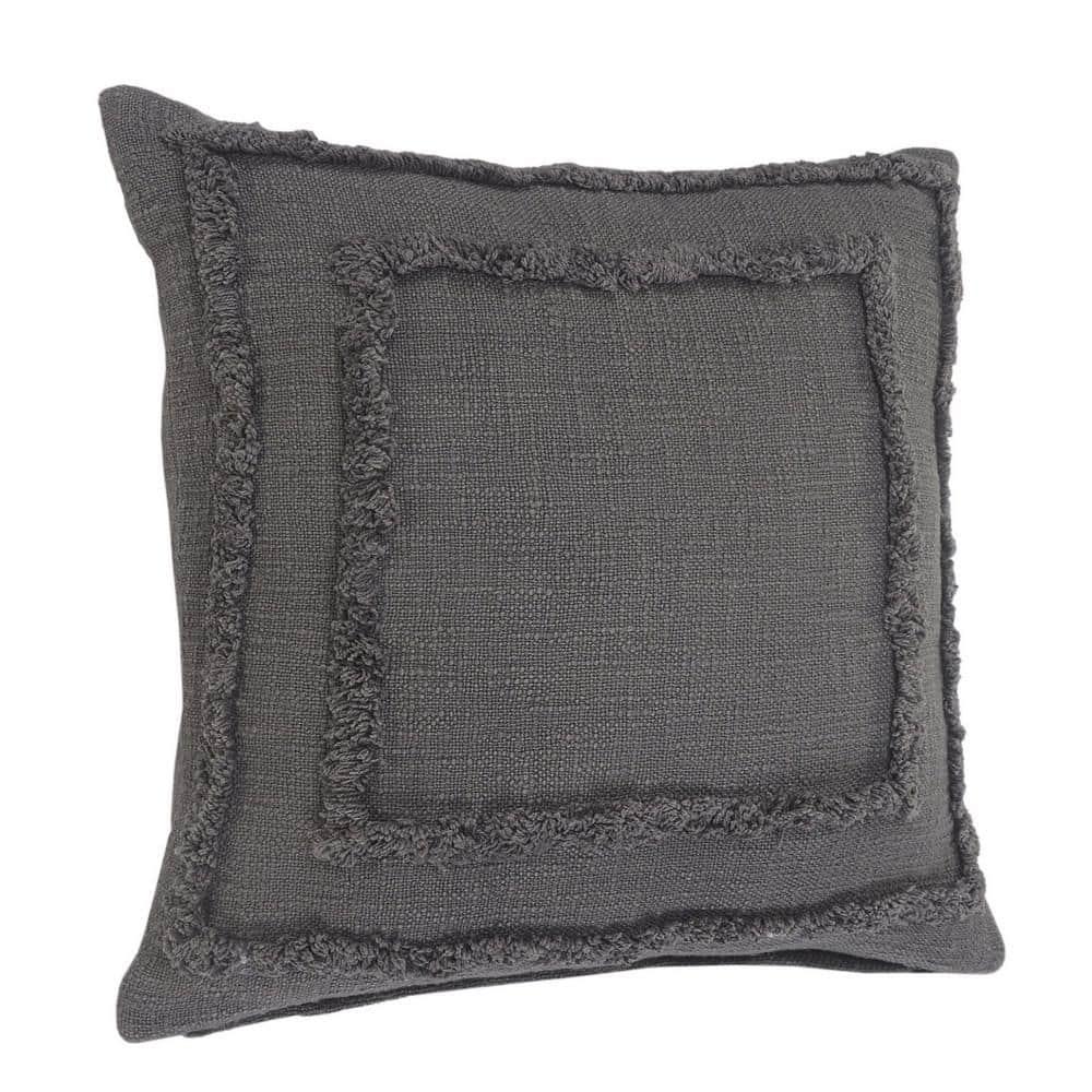Ox Bay Modern Tufted Solid Throw Pillow, 20" x 20", Gray