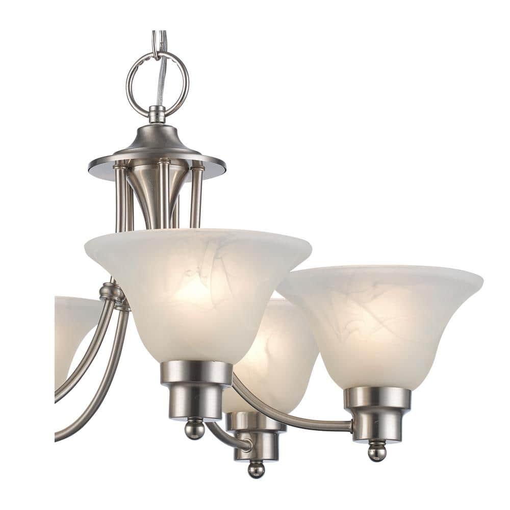 Perkins 5-Light Brushed Nickel Chandelier Light Fixture with Marbleized Glass Shades