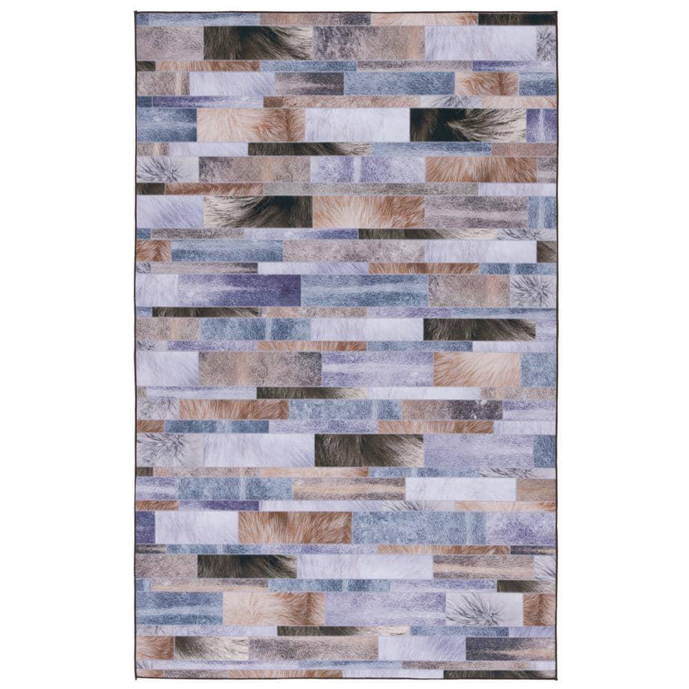 Faux Hide FAH515 Power Loomed Machine Washable Area Rug - Beige/Purple - 5'x8' - Safavieh.