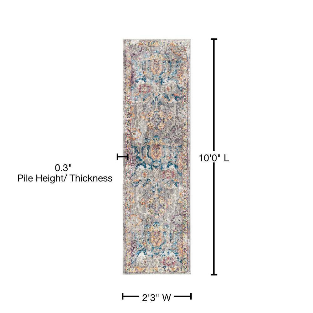 Bristol BTL347 Power Loomed Indoor Runner Rug - Grey/Blue - 2'3"x10' - Safavieh