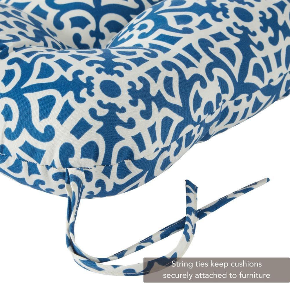Greendale Home Fashions Indigo Lattice 42 x 21 in. Outdoor Reversible Tufted Chair Cushion