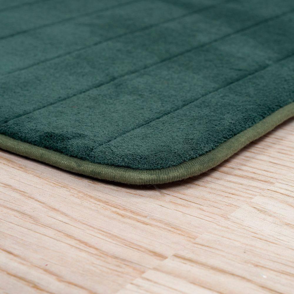 Lavish Home Bathroom Rugs - 2-Piece Memory Foam Bath Mats with Microfiber Top - Non-Slip Absorbent Rugs for Shower, Laundry, or Kitchen (Black)