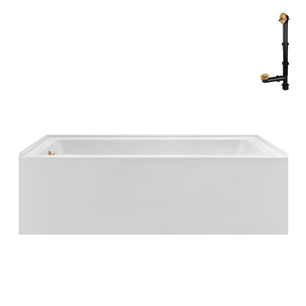 Streamline Bath Streamline 60 in. x 32 in. Acrylic Left-Hand Drain Alcove Bathtub in Glossy White With External Drain NAL-5560-BGL