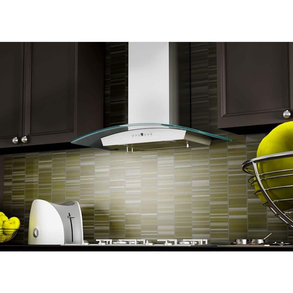 ZLINE 36 in. Convertible Vent Wall Mount Range Hood in Stainless Steel & Glass (KZ-36)