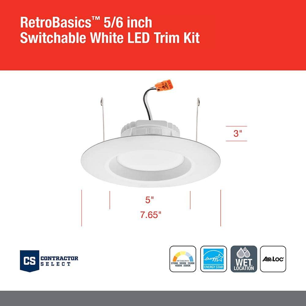 Retro Basics 6'' Selectable Color Temperature Dimmable Air-Tight Standard Recessed Lighting Kit