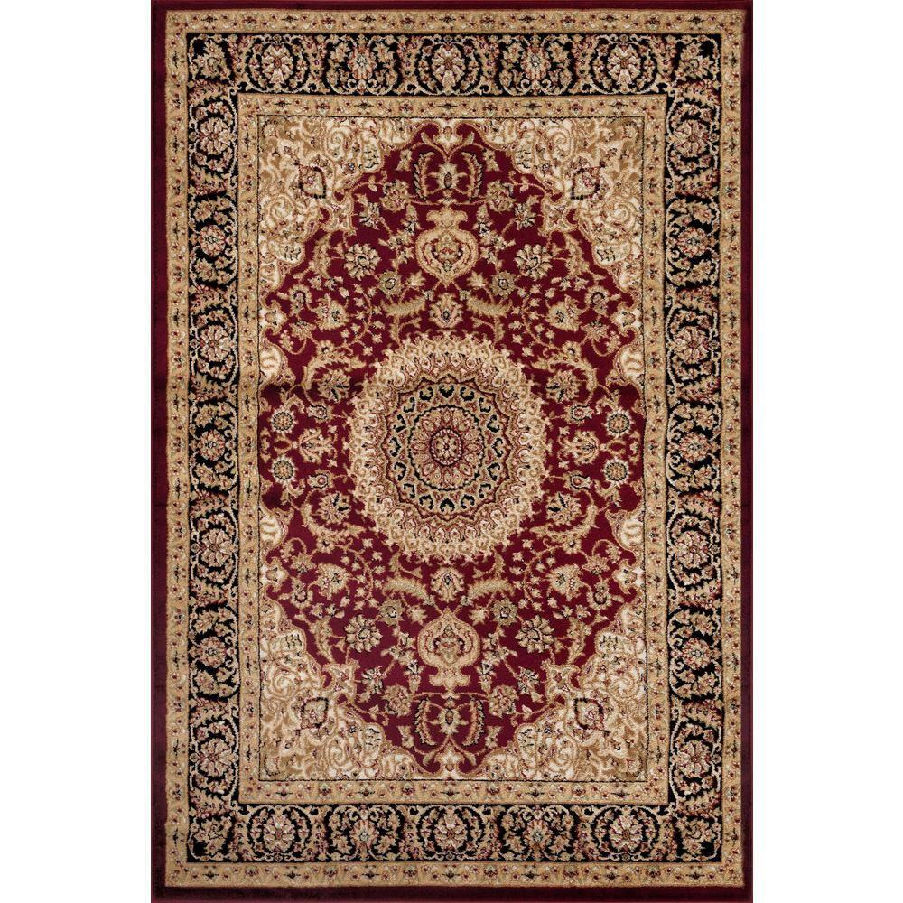 World Rug Gallery Traditional Oriental Medallion Area Rug - Burgundy 6'6" x 9'