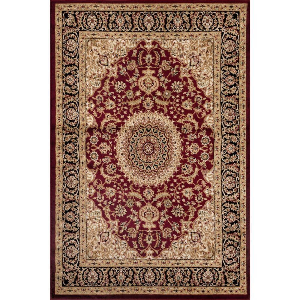 World Rug Gallery Traditional Oriental Medallion Area Rug - Burgundy 6'6" x 9'