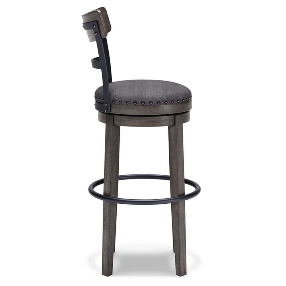 Caitbrook Barstool Gray - Signature Design by Ashley: Antiqued Finish, Swivel, Nailhead Trim
