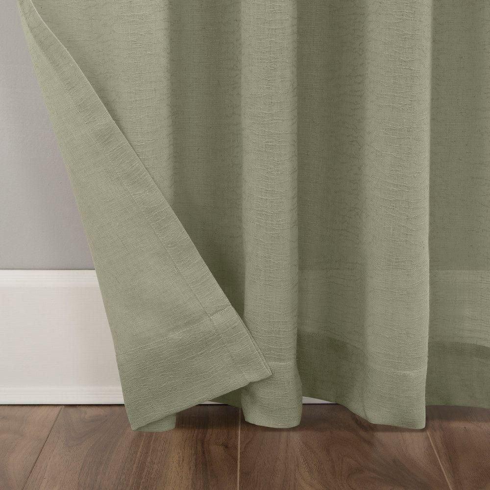 63"x52" Crushed Texture Anti-Dust Sheer Curtain Panel Celadon Green - Clean Window: Modern Linen Rod Pocket