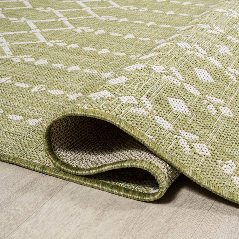 2' x 10' Ourika Moroccan Geometric Textured Weave Indoor/Outdoor Runner Rug, Light Green/Cream - JONATHAN Y