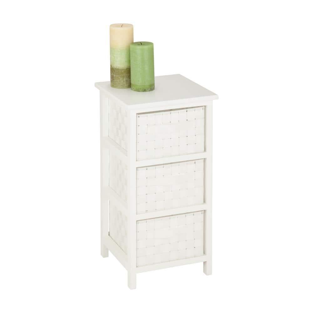 Honey-Can-Do 3 Drawer Chest White: Decorative Storage Drawers, Wood Surface, 24" Height, 12" Depth, 3 Shelves