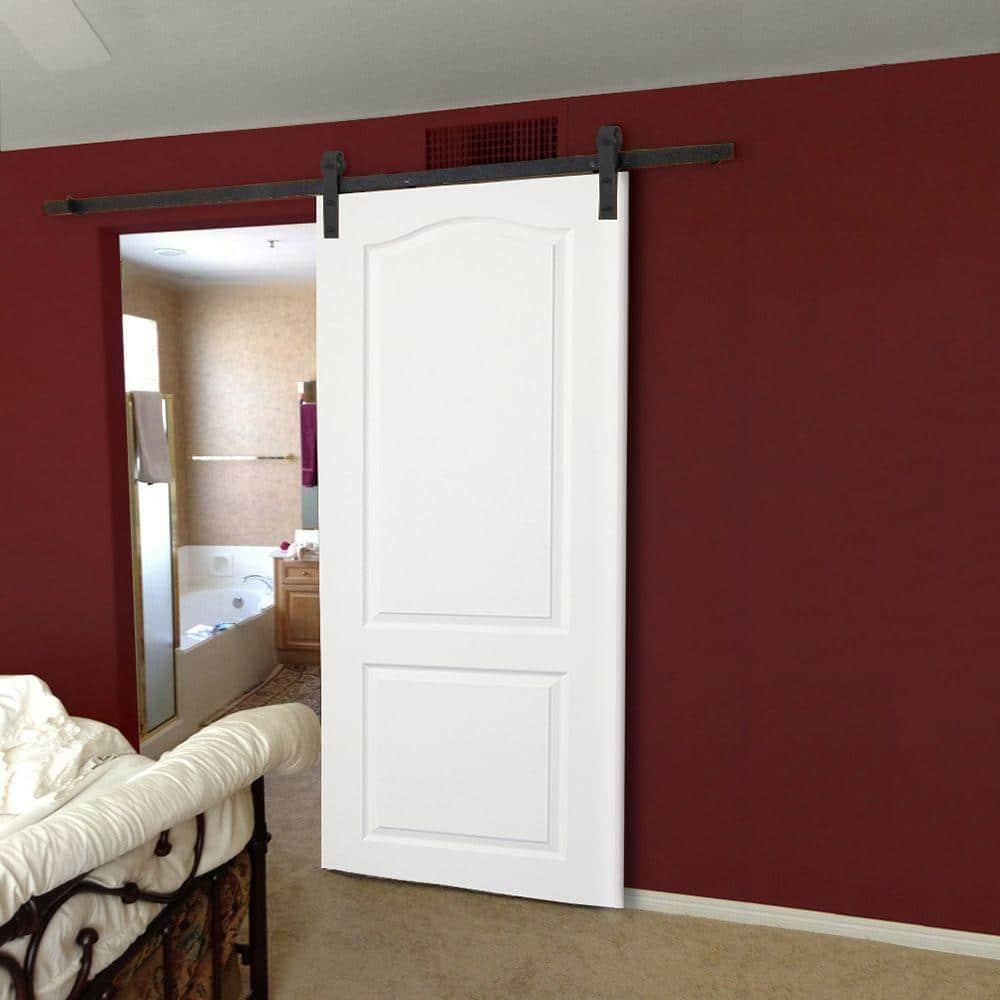 MMI DOOR Door Hinge 80'' Solid + Manufactured Wood Paneled with Installation Hardware Kit Barn Door