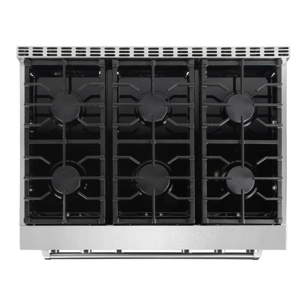 Cosmo Cosmo 36 in. Lumin Collection 6.0 cu. ft. Gas Range with 6 Sealed Gas Burners and Convection Oven in Stainless Steel COS-GRC366KB