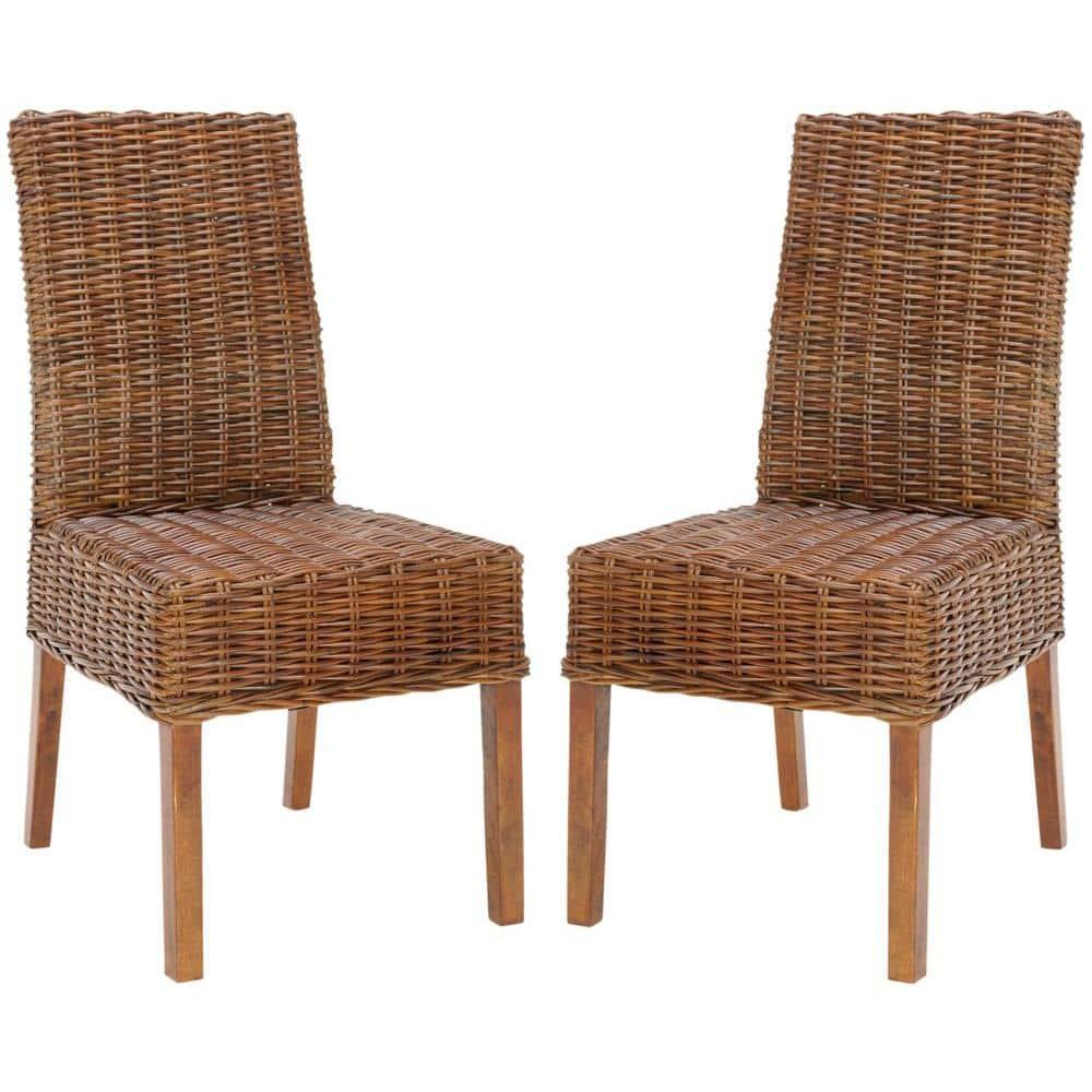 Sanibel 18''H Rattan Side Chair (Set of 2) - Antique Walnut - Safavieh