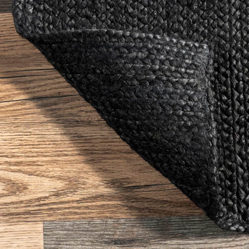 5'x8' Hand Woven Rigo Jute Area Rug Black - nuLOOM: Farmhouse Style, Low Pile, Rectangle, Indoor Use