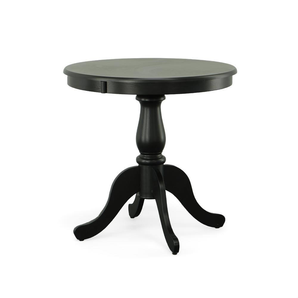 Carolina Living 30" Salem Round Pedestal Dining Table Black: Rubberwood, MDF, Non-Extension