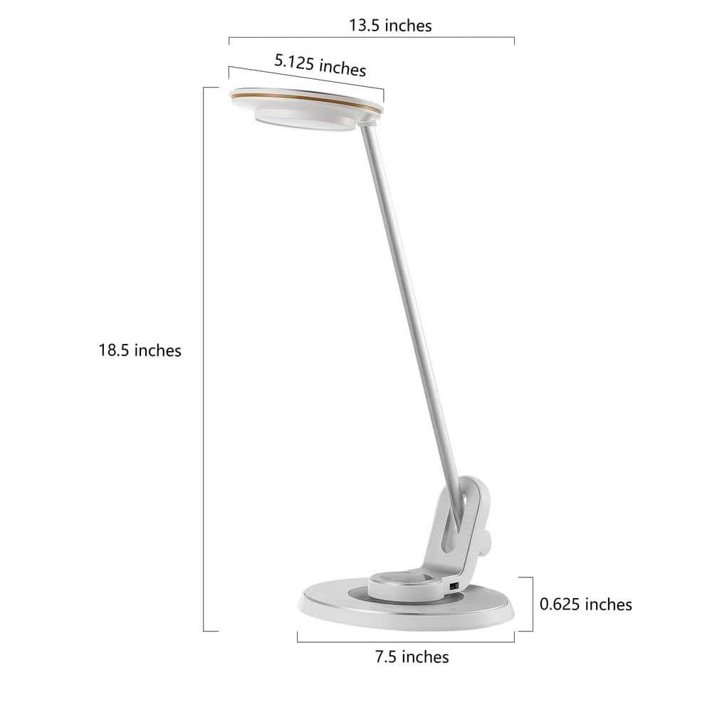 JONATHAN Y JYL7701B Dixon 18.5" Aluminum Contemporary Minimalist Adjustable Dimmable USB Charging LED Task Lamp, Farmhouse, Modern for living room, dinning room, bedroom Bulb Included, Sliver