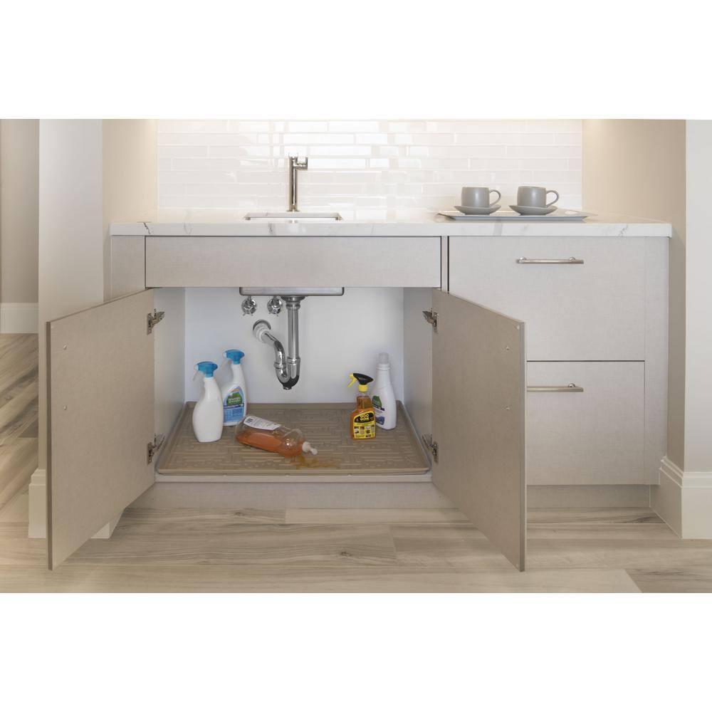 Xtreme Mats - Waterproof Under Sink Mat for Kitchen, Pick Your Size - 31" 1/4 x 22" 1/4 - Kitchen Cabinet Shelf Protector, Flexible Under Kitchen Sink Drip Tray Liner - CM33-BEIGE