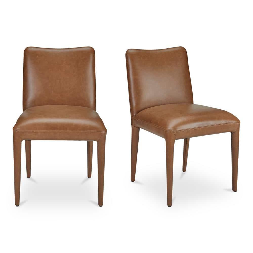 Brown High Back Upholstered Leather Dining Chair