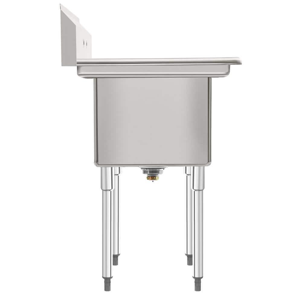 72 in. 16-Gauge Commercial Sink with Backsplash and Dual 18 in. Drainboards, Bowl Dimensions 18"x18"x14" in Stainless-Steel (KM-SB181814-18B316)