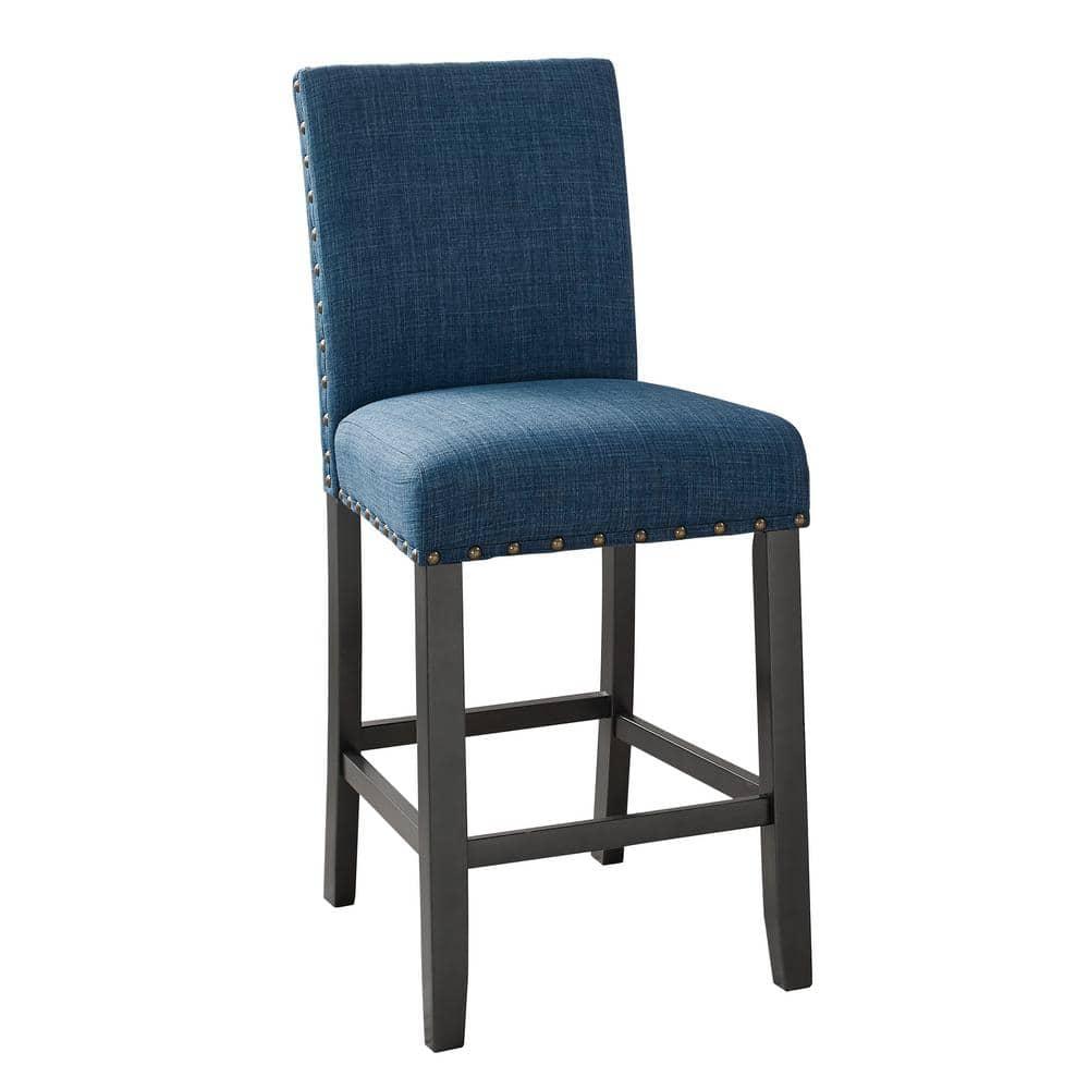New Classic Furniture,Furniture Crispin 25" Fabric Counter Chairs In Blue (Set Of 2)