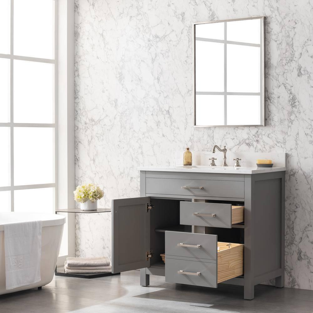 Atencio 36'' Single Bathroom Vanity with Engineered Stone Top