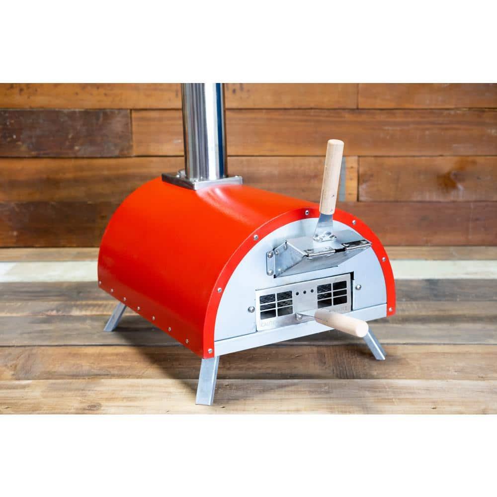 WPPO Le Peppe Portable Red Wood / Pellet Fired Pizza Oven with Peel