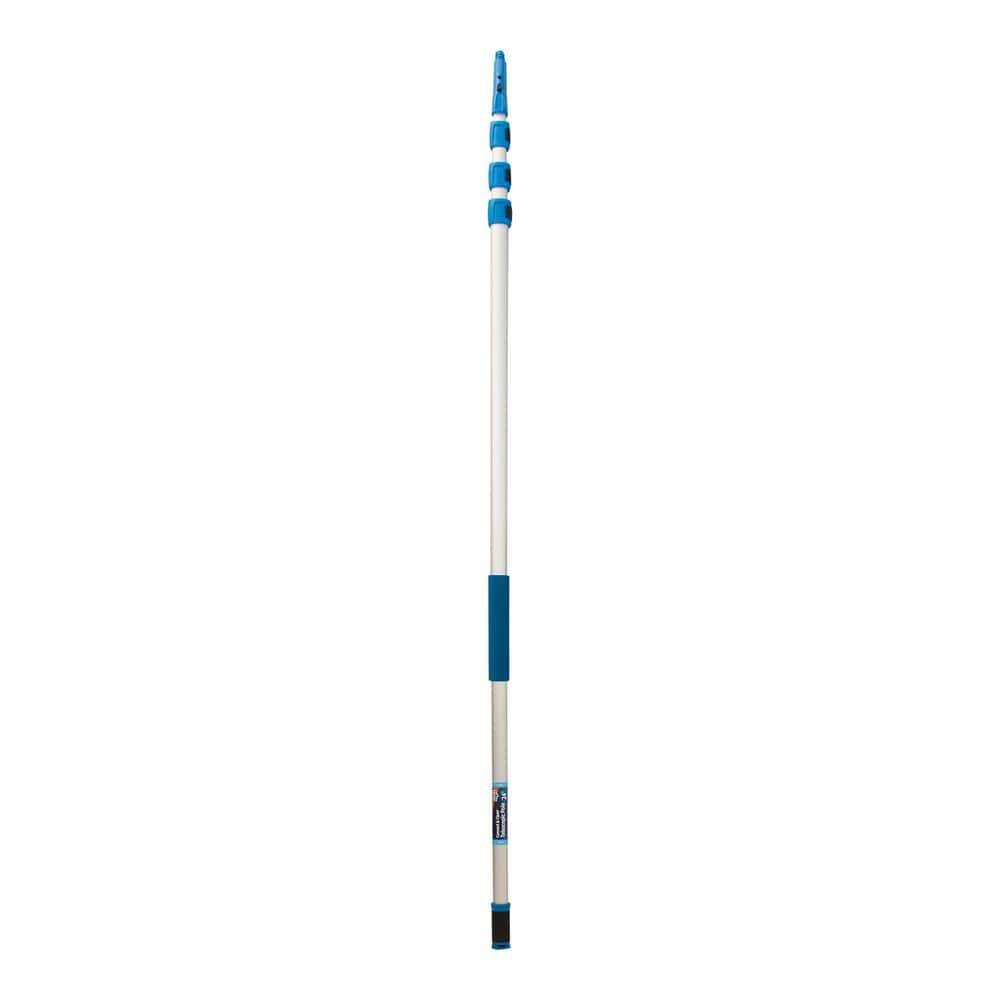 24 ft Silver Aluminum Telescoping Cleaning Pole with Quick-Flip Clamps