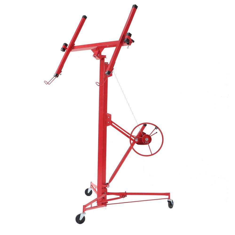 Red Heavy Duty Steel Drywall Panel Hoist with Rolling Casters