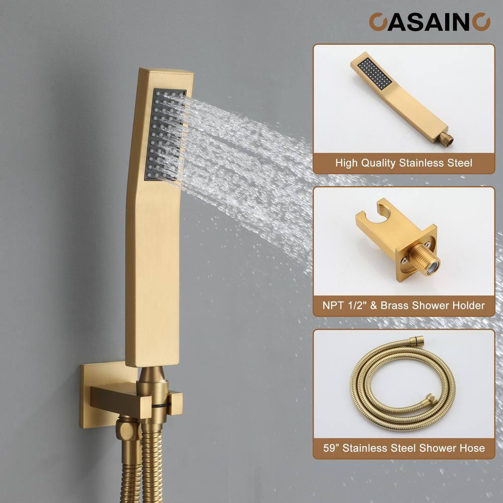 CASAINC Single Handle 1-Spray Thermostatic 4-function Shower System Dual Showerhead