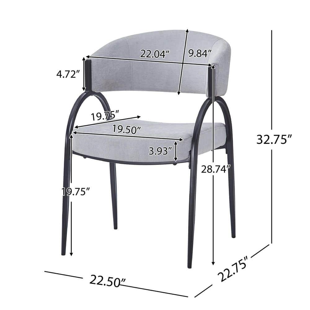 Christopher Knight Home Hayden Upholstered Armrest Dining Chairs with Metal Legs (Set of 2), Gray/Black
