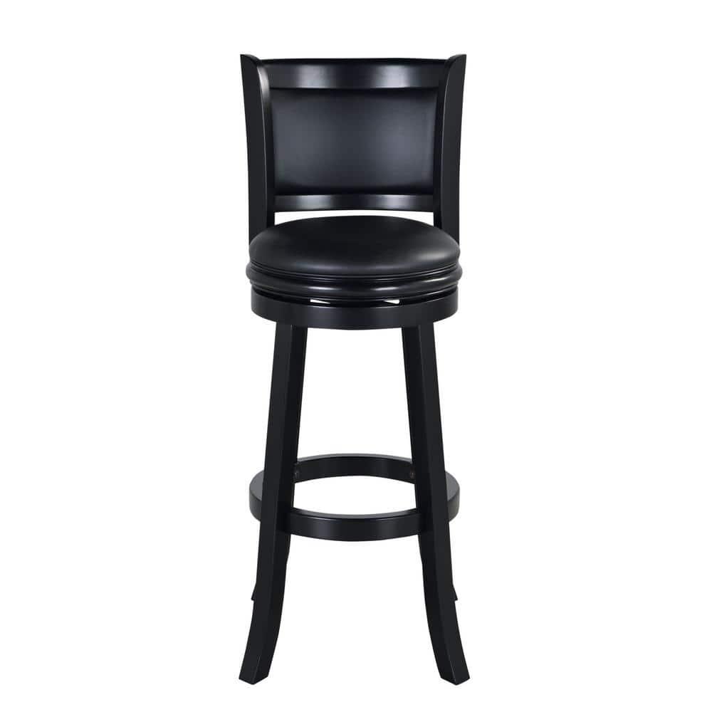 34" Extra Tall Augusta Swivel Barstool Black - Boraam: Durable Hardwood, Faux Leather, 360 Swivel, Footrest