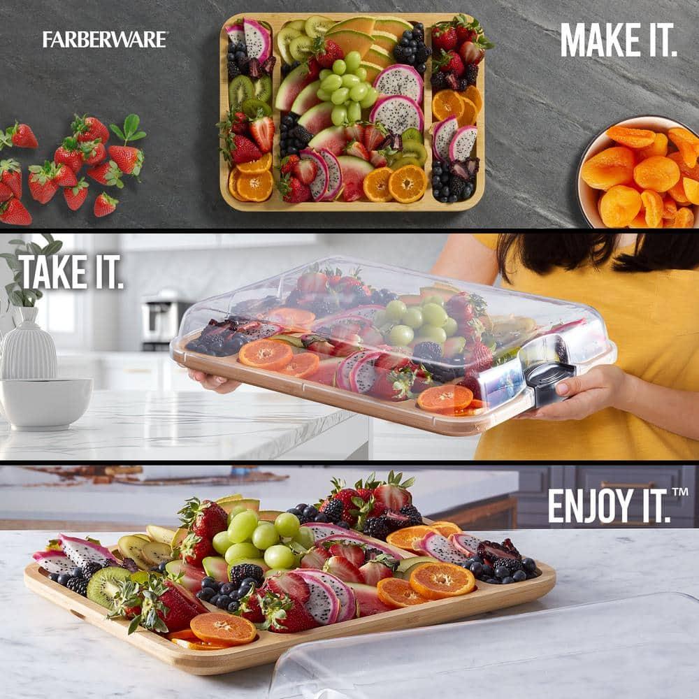 Farberware Farberware Build-A-Board 11 x 14 in. Bamboo Charcuterie Board With Locking Lid