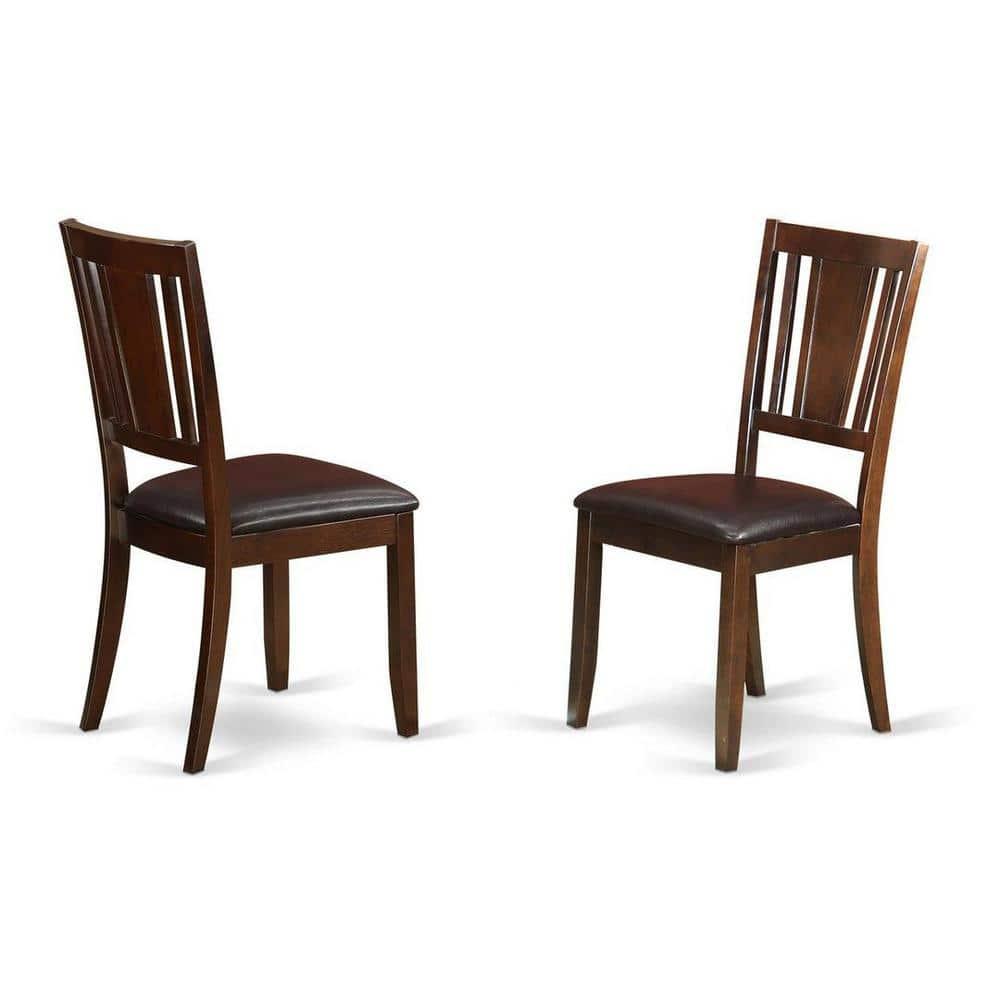 East West Furniture Norden 3-piece Dining Set with Leather Chairs in Mahogany