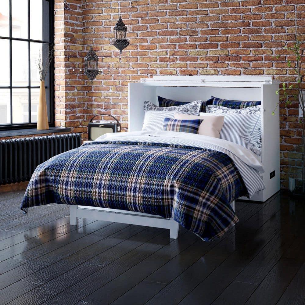 Full Deerfield Murphy Bed Chest USB Turbo Charger White - AFI