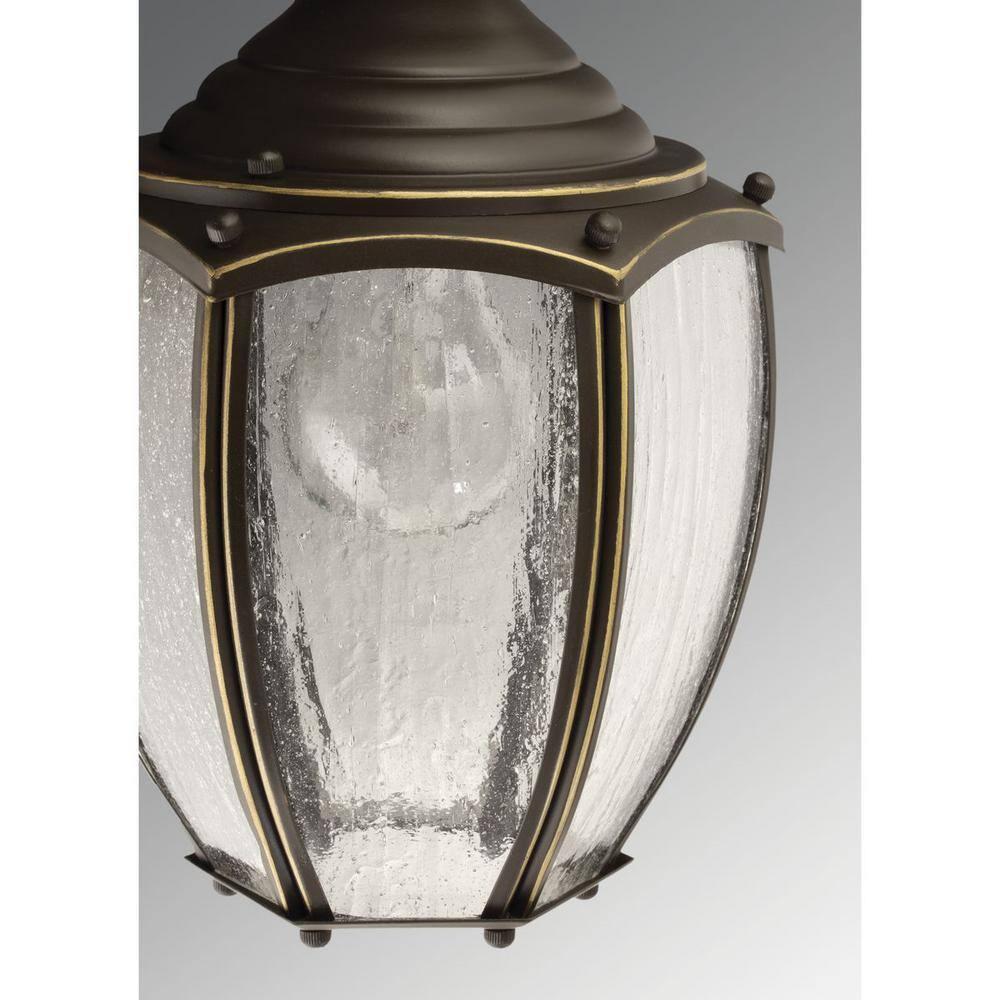 Progress Lighting Roman Coach 1-Light Medium Wall Lantern in Antique Bronze with Seeded Glass Panels