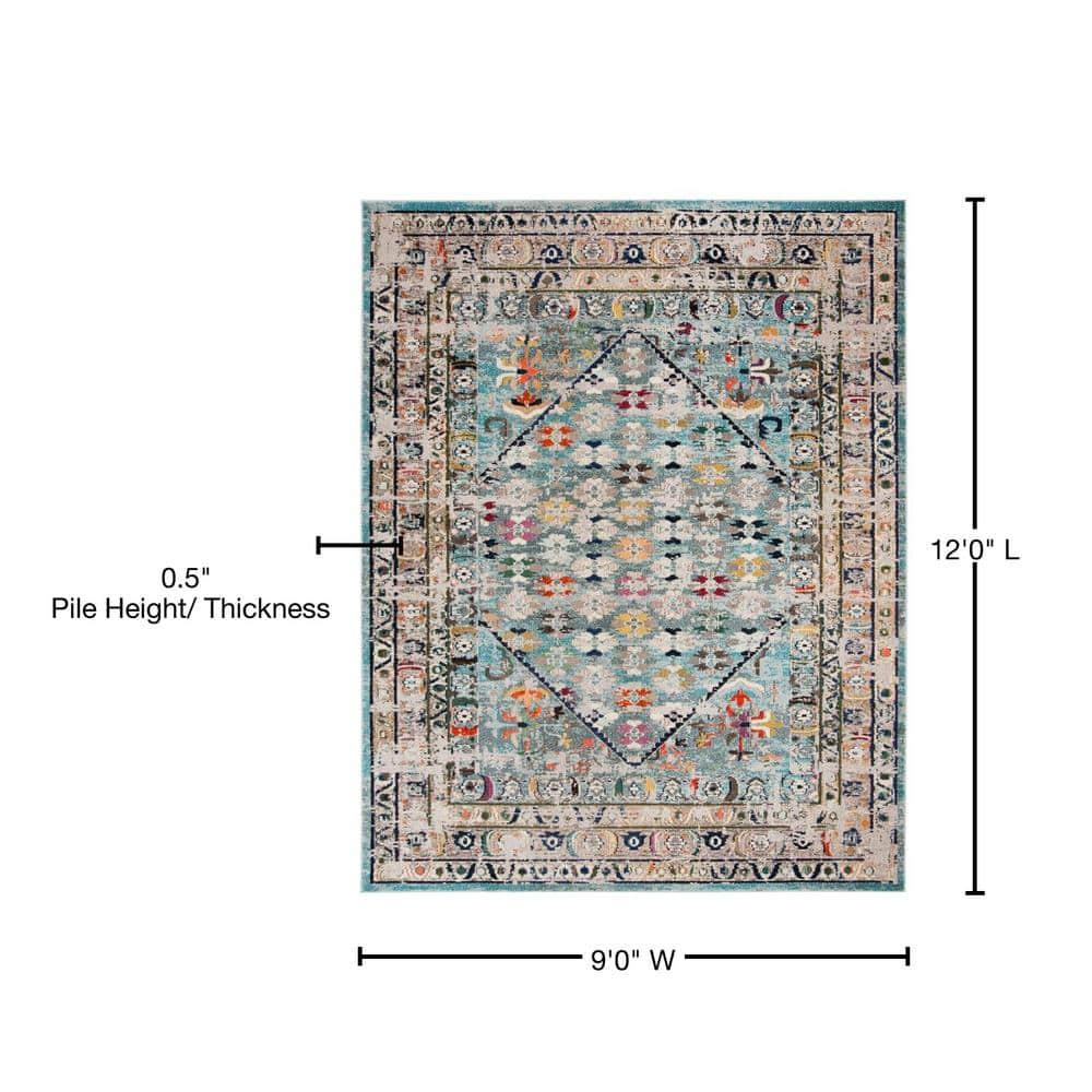 Monaco MNC255 Power Loomed Indoor Area Rug - Blue/Light Grey - 9'x12' - Safavieh