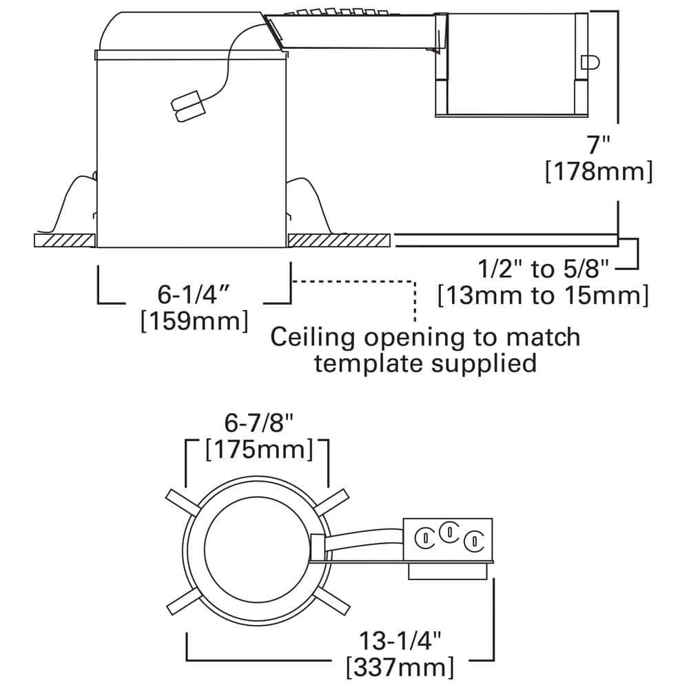 HALO H750RICAT Recessed Lighting LED T24 Remodel IC Air-Tite Housing, 6", Aluminum