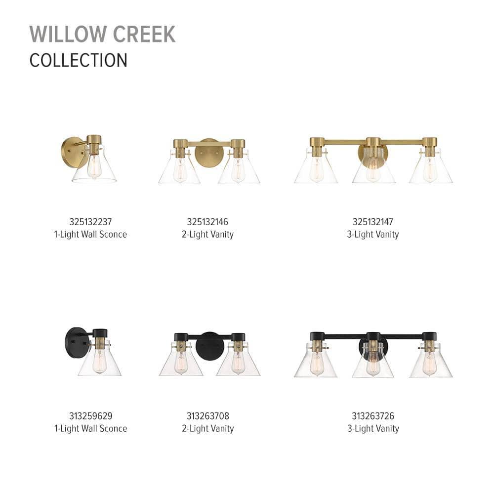 Willow Creek 7.5 inch Brushed Gold Wall Sconce with Clear Glass Shade