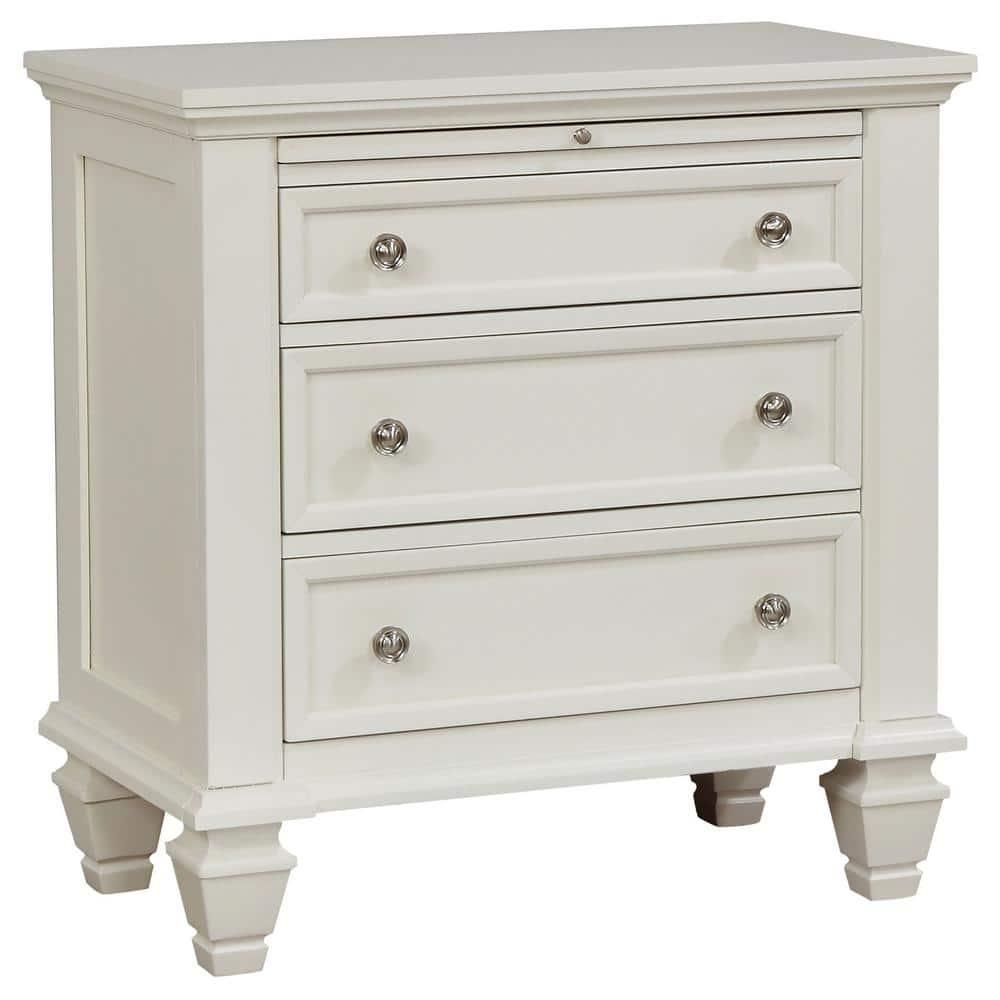 Coaster Sandy Beach Coastal 3-Drawer Wood Nightstand in White