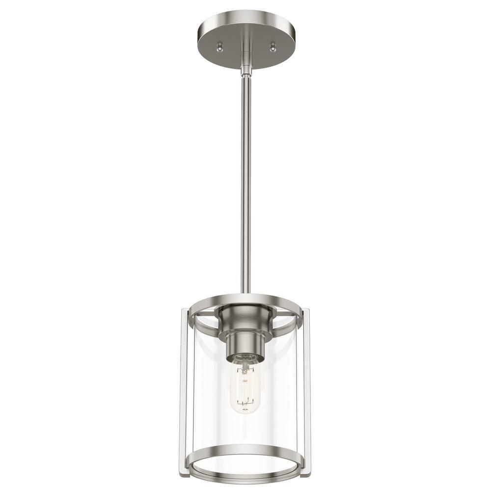 Astwood Clear Glass Mini Pendant Ceiling Light Fixture Silver - Hunter Fan: UL Listed, Adjustable Height
