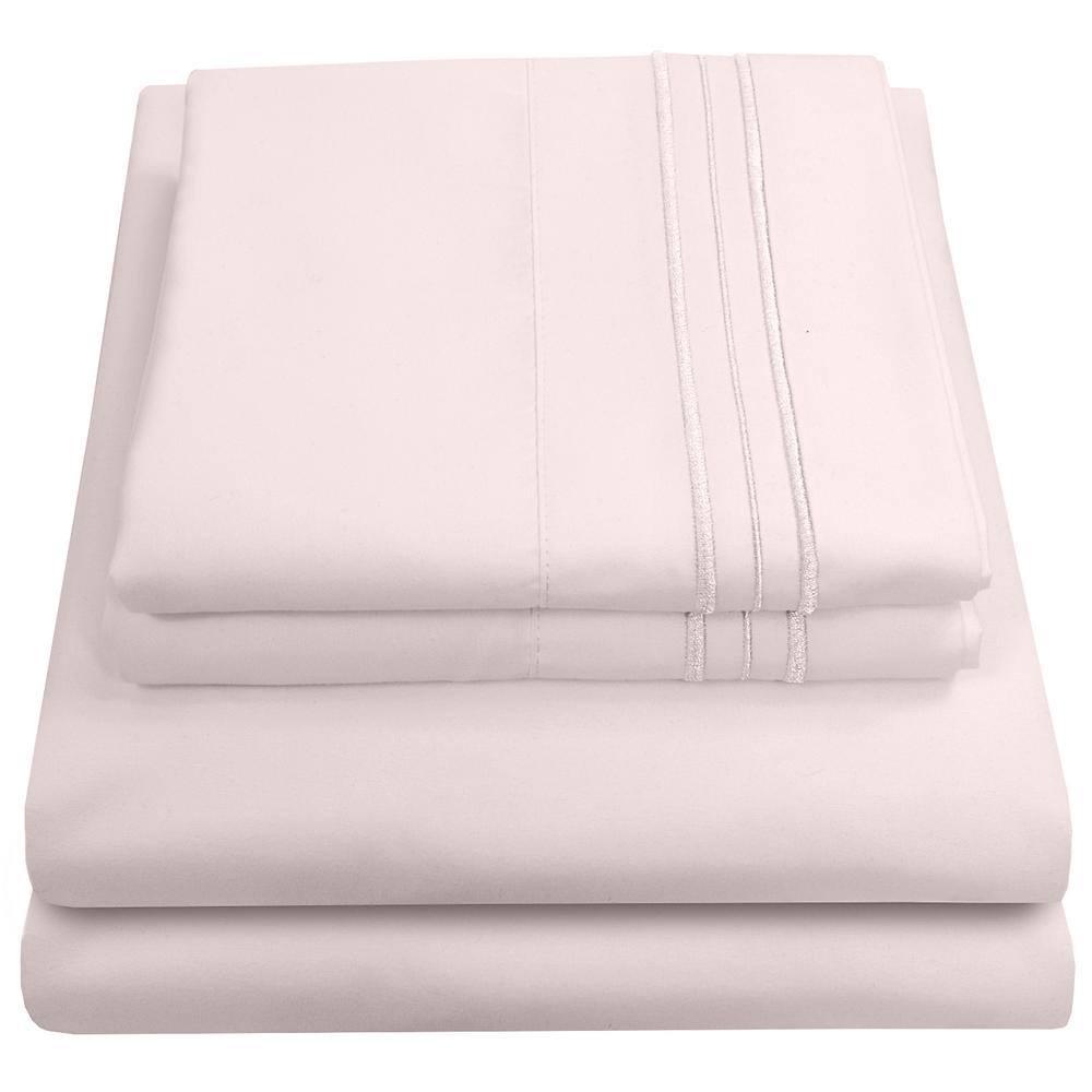 4 Piece Sheet Set, Ultra Soft 1800 Series Collection - King, Pale Pink