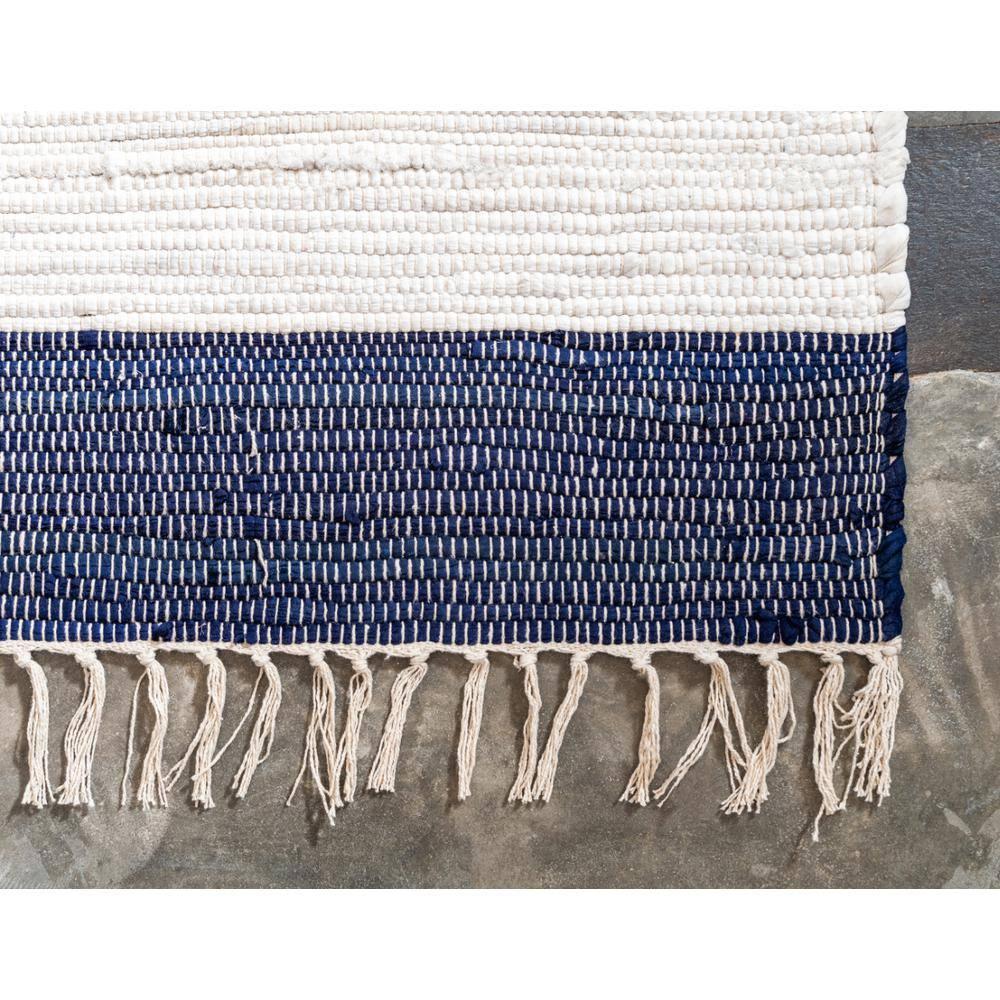 Unique Loom Chindi Rag Collection Area Rug - Striped (5' 1" x 8' Rectangle Navy Blue/Ivory)