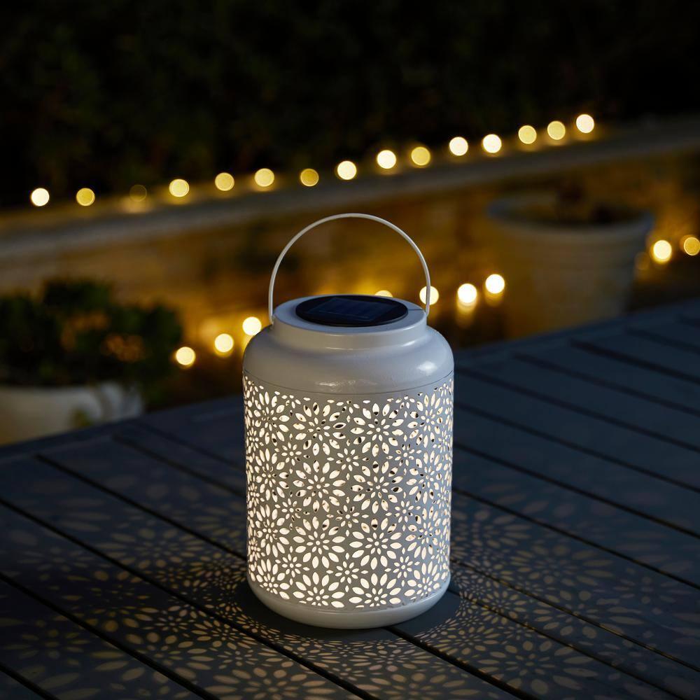 8.75" H Metal Wire Solar Powered Outdoor Hanging Lantern
