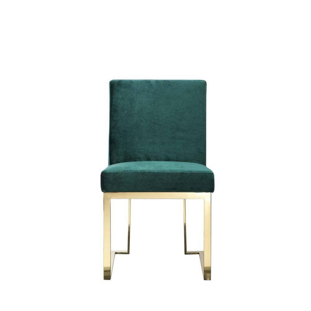 Benjara BM313384 24 in. Boly Side Dining Chair - Velvet & Cantilever - Green & Gold - Set of 2