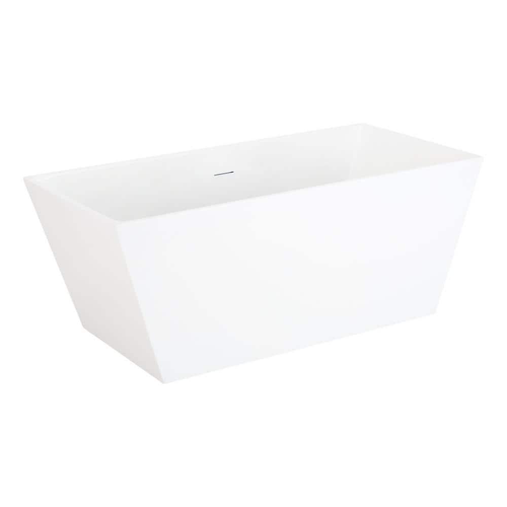 Hibiscus Rectangular Acrylic Soaking Tub with Integrated Drain and Overflow