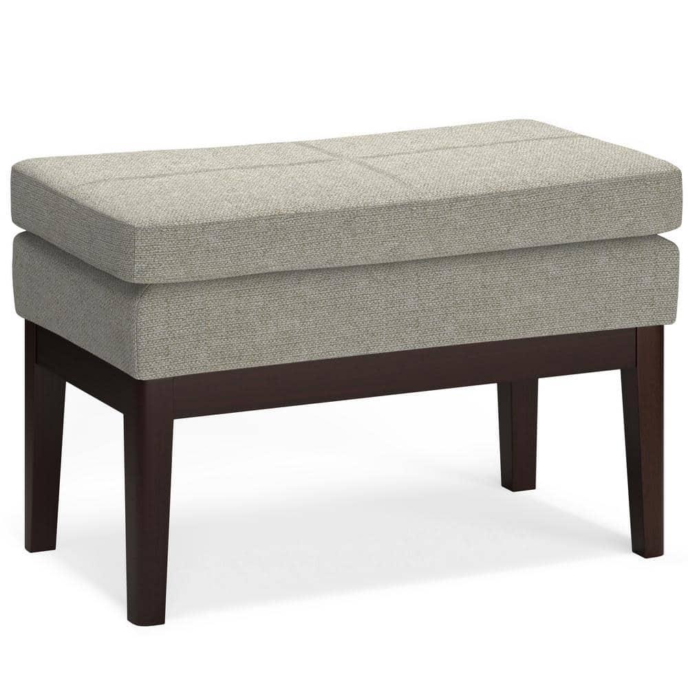 Simpli Home Carlson Small Mid-Century Ottoman Bench with Upholstered Seat